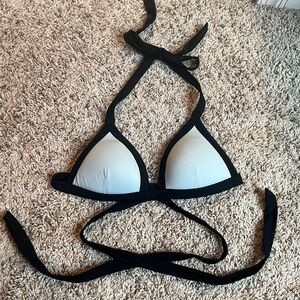 Pink triangle color block bikini top